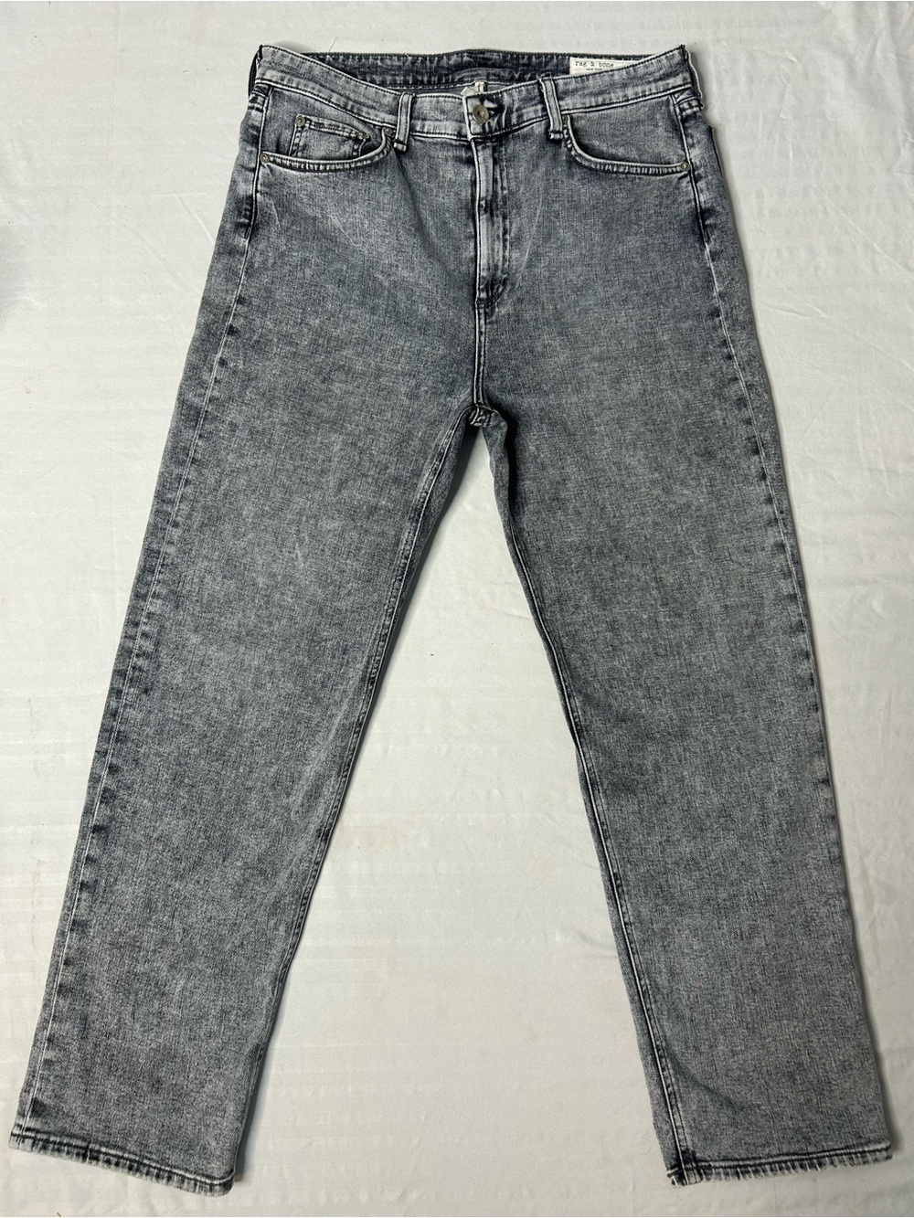 Rag & Bone Nina High Rise Ankle Cigarette Jeans Womens 32 Gray Acid Wash Cropped